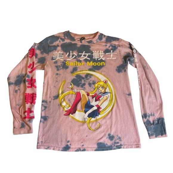 Sailor Moon Tops - Rare Sailor Moon Tie Dye Pink Anime Long Sleeve T-shirt Women’s Size Small
